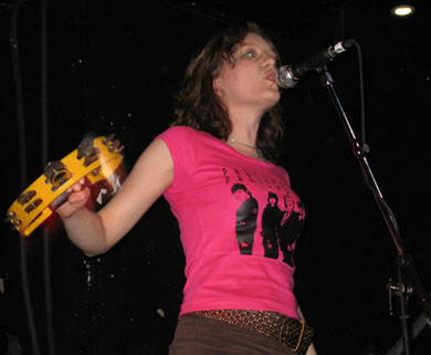 Renee in full tambourine effect, 12/29.  Photo by Ross Sedgewick